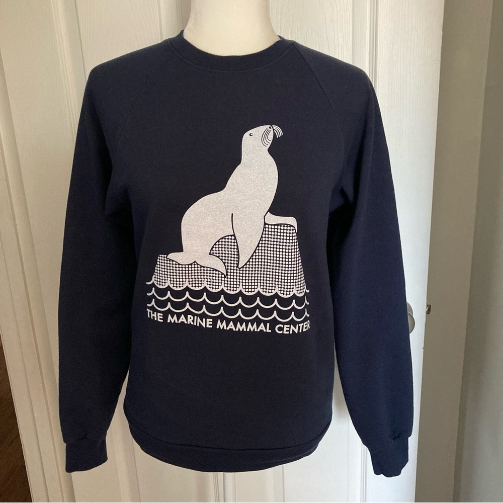 Culk Navy Blue Organic Cotton The Marine Mammal Center Seal Graphic Sweatshirt